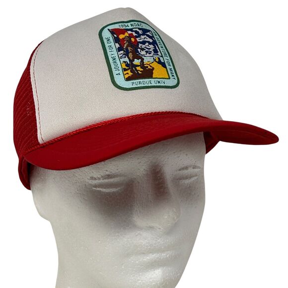 Vintage NOAC Purdue University Trucker Hat Baseball Cap BSA Boy Scouts 1994 Red - Picture 1 of 12